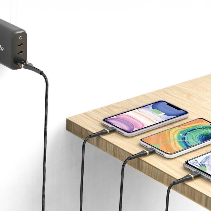 Bal-z Wiwu Wi-C024 Elite Serisi 3in1 Type-C to Lightning – Type-C – Micro USB Ultra Hızlı Şarj Kablosu 100W 1.2M