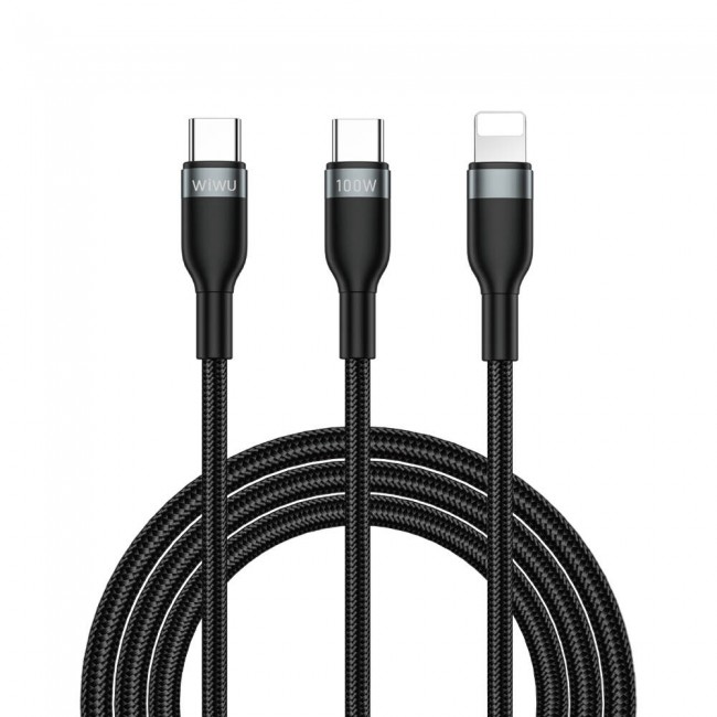 Wiwu Wi-C029 Concise Serisi 2in1 Type-C to Lightning PD Data ve Şarj Kablosu 100W 1.2M Wiwu Wi-C029 Concise Serisi 2in1 Type-C to Lightning PD Data ve Şarj Kablosu 100W 1.2M