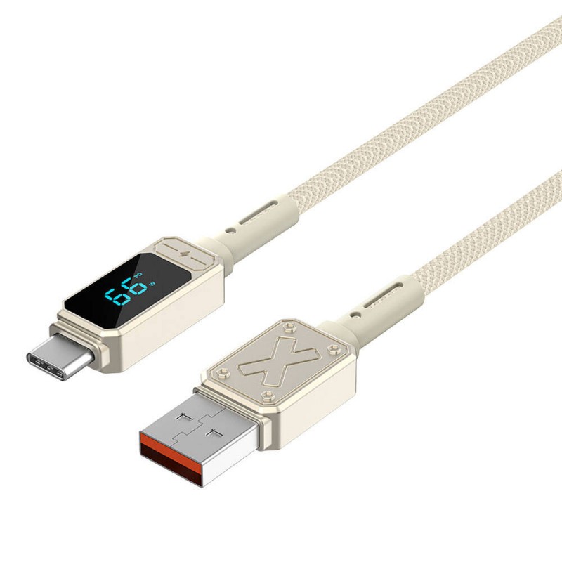 Bal-z Wiwu Wi-C038 Titan Serisi USB-A to Type-C 6A 66W LED Dijital Göstergeli Şarj ve Data Kablosu 1.2M