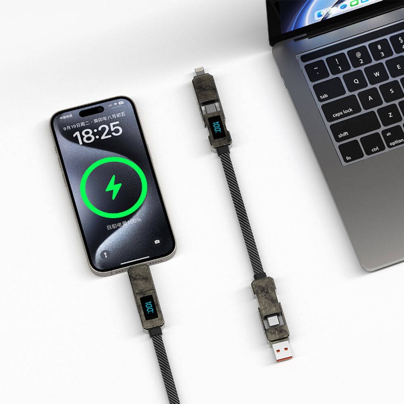 Bal-z Wiwu Wi-C039 Titan Serisi 4in1 A+C to C+L LED Dijital Göstergeli Şarj ve Data Kablosu 15cm