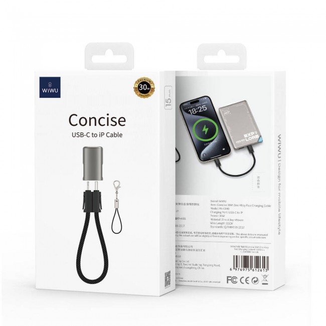 Wiwu Wi-C040 Concise Serisi Type-C to Lightning Hızlı Şarj Özellikli Data ve Şarj Kablosu 30W 15cm Wiwu Wi-C040 Concise Serisi Type-C to Lightning Hızlı Şarj Özellikli Data ve Şarj Kablosu 30W 15cm