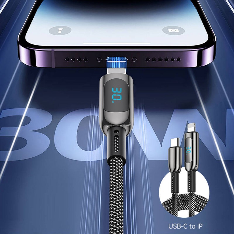 Bal-z Wiwu Wi-C041 MagQ Çinko Alaşımlı Type-C to Lightning Hızlı Şarj Özellikli Data ve Şarj Kablosu 30W