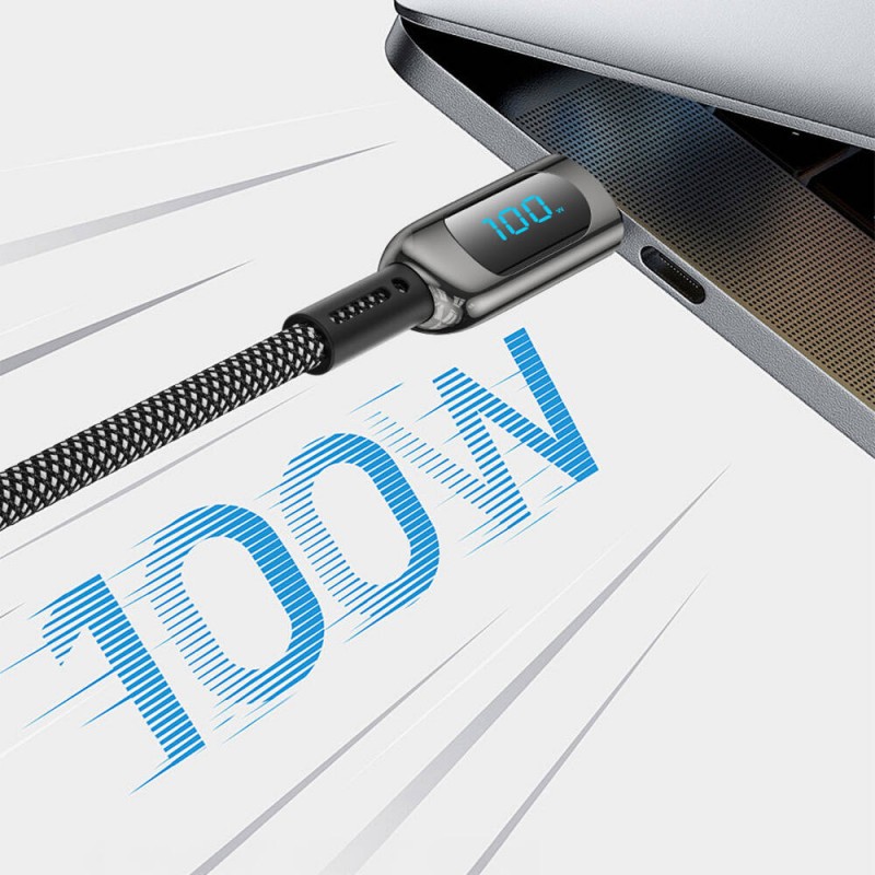 Bal-z Wiwu Wi-C041 MagQ Çinko Alaşımlı Type-C to Type-C Hızlı Şarj Özellikli Data ve Şarj Kablosu 100W