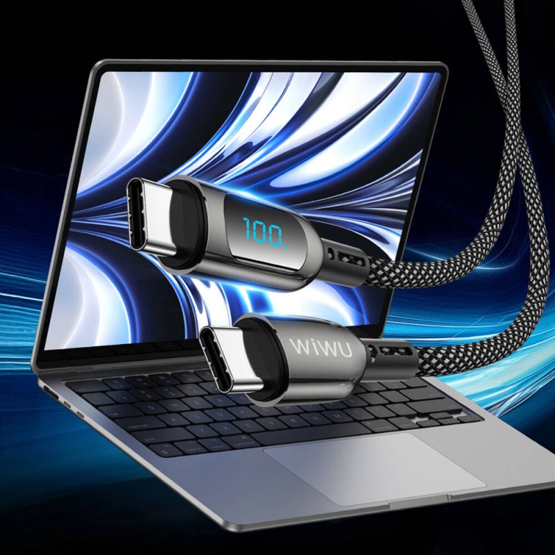 Bal-z Wiwu Wi-C041 MagQ Çinko Alaşımlı Type-C to Type-C Hızlı Şarj Özellikli Data ve Şarj Kablosu 100W