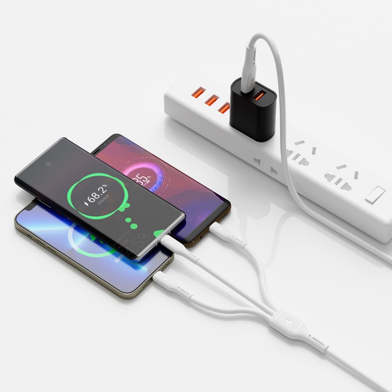 Bal-z Wiwu Wi-C046E Starlink Serisi 3in1 USB-C to Lightning – Type-C – Micro Şarj ve Data Kablosu 60W 1.2M