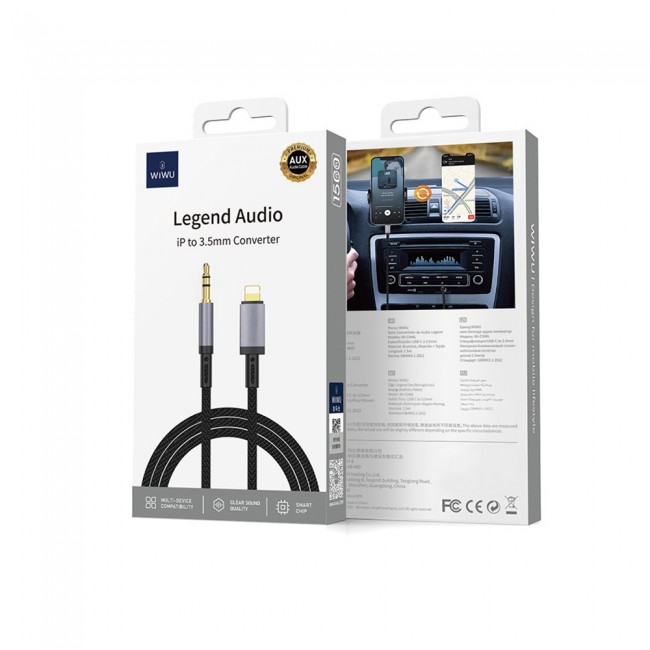 Wiwu Wi-C048 Legend Audio Serisi Lightning to 3.5mm Aux Ses Kablosu 1.5M Wiwu Wi-C048 Legend Audio Serisi Lightning to 3.5mm Aux Ses Kablosu 1.5M