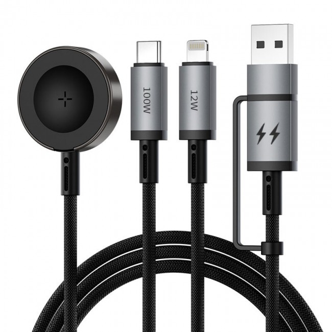 Wiwu Wi-C050 Legend Serisi 3in1 USB-A + Type-C to Lightning – Type-C – Akıllı Saat Şarj Kablosu 100W 1.2M Wiwu Wi-C050 Legend Serisi 3in1 USB-A + Type-C to Lightning – Type-C – Akıllı Saat Şarj Kablosu 100W 1.2M