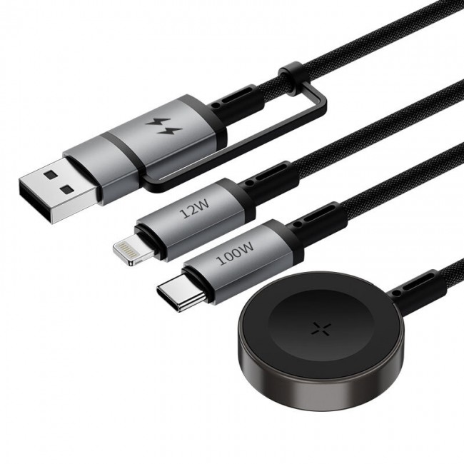Wiwu Wi-C050 Legend Serisi 3in1 USB-A + Type-C to Lightning – Type-C – Akıllı Saat Şarj Kablosu 100W 1.2M Wiwu Wi-C050 Legend Serisi 3in1 USB-A + Type-C to Lightning – Type-C – Akıllı Saat Şarj Kablosu 100W 1.2M