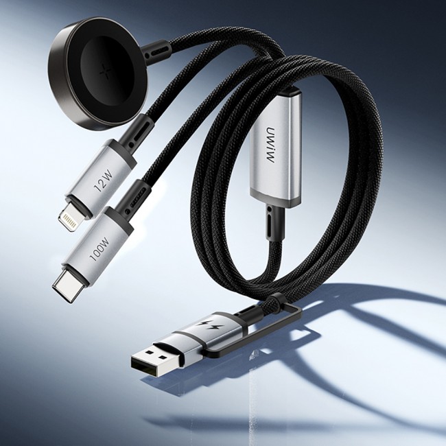 Wiwu Wi-C050 Legend Serisi 3in1 USB-A + Type-C to Lightning – Type-C – Akıllı Saat Şarj Kablosu 100W 1.2M Wiwu Wi-C050 Legend Serisi 3in1 USB-A + Type-C to Lightning – Type-C – Akıllı Saat Şarj Kablosu 100W 1.2M