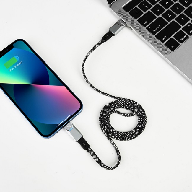Wiwu Wi-C077 Cyberlink Serisi Type-C to Lightning Hızlı Şarj Özellikli Data ve Şarj Kablosu 27W 1M Wiwu Wi-C077 Cyberlink Serisi Type-C to Lightning Hızlı Şarj Özellikli Data ve Şarj Kablosu 27W 1M