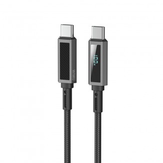 Wiwu Wi-C079 Warriors Serisi Aramid Fiber Dijital LED Göstergeli Type-C to Type-C PD Data ve Şarj Kablosu 100W 1.2M Wiwu Wi-C079 Warriors Serisi Aramid Fiber Dijital LED Göstergeli Type-C to Type-C PD Data ve Şarj Kablosu 100W 1.2M