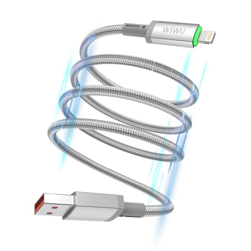 Bal-z Wiwu Wi-C081 Maglink Serisi Işıklı Magnetik USB-A to Lightning Işıklı Hızlı Şarj Özellikli Data ve Şarj Kablosu 1M