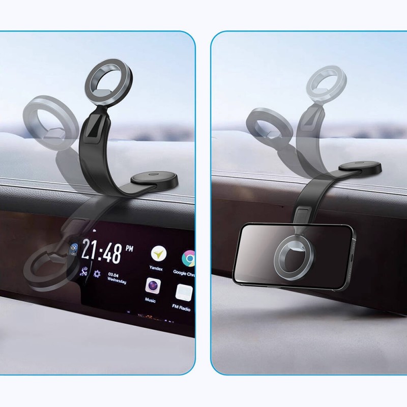 Bal-z Wiwu Wi-CH053 Mago Serisi Magnetik M-safe Uyumlu Bükülebilen Eğimi ve Düz Zemin Araç Telefon Tutacağı