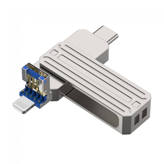 Wiwu Wi-FD001 3in1 USB3.2 Sürücü Disk USB-A + Lightning + Type-C OTG 128 GB Wiwu Wi-FD001 3in1 USB3.2 Sürücü Disk USB-A + Lightning + Type-C OTG 128 GB
