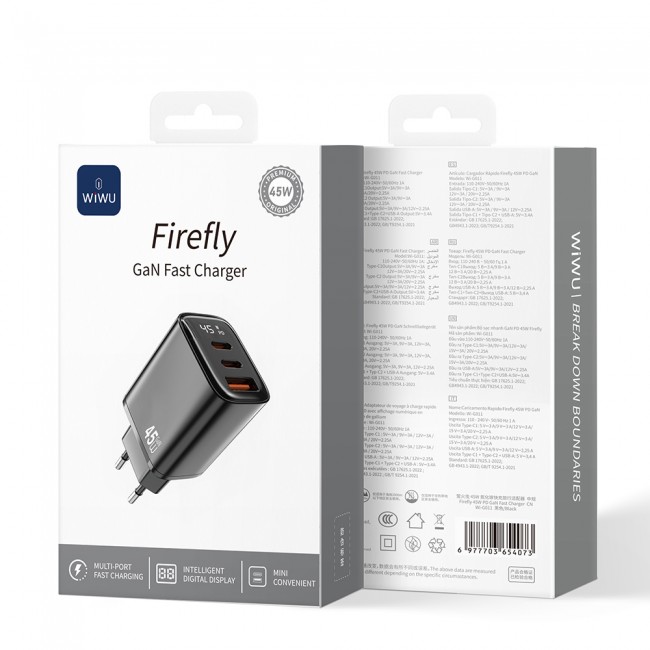 Wiwu Wi-G011 Firefly Serisi GaN Tech PD Hızlı Şarj Özellikli Şarj Başlığı 45W Wiwu Wi-G011 Firefly Serisi GaN Tech PD Hızlı Şarj Özellikli Şarj Başlığı 45W