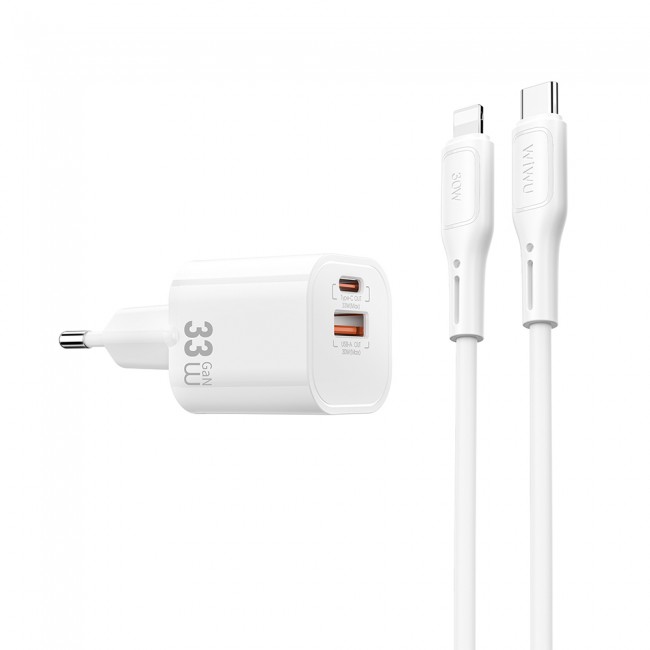 Wiwu Wi-G018 Cube Serisi Type-C to Lightning GaN Tech PD Hızlı Şarj Özellikli Kablolu Şarj Seti 33W Wiwu Wi-G018 Cube Serisi Type-C to Lightning GaN Tech PD Hızlı Şarj Özellikli Kablolu Şarj Seti 33W