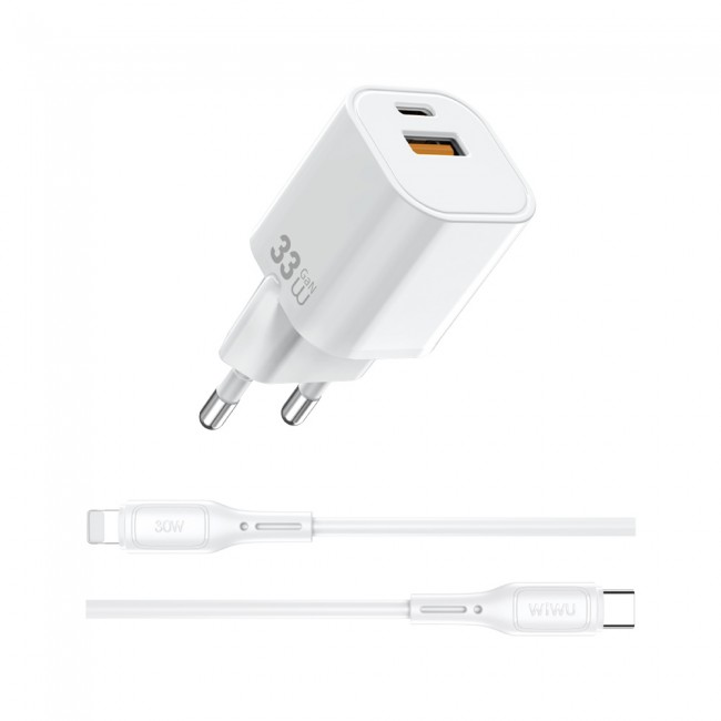 Wiwu Wi-G018 Cube Serisi Type-C to Lightning GaN Tech PD Hızlı Şarj Özellikli Kablolu Şarj Seti 33W Wiwu Wi-G018 Cube Serisi Type-C to Lightning GaN Tech PD Hızlı Şarj Özellikli Kablolu Şarj Seti 33W