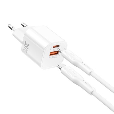 Bal-z Wiwu Wi-G018 Cube Serisi Type-C to Type-C GaN Tech PD Hızlı Şarj Özellikli Kablolu Şarj Seti 33W