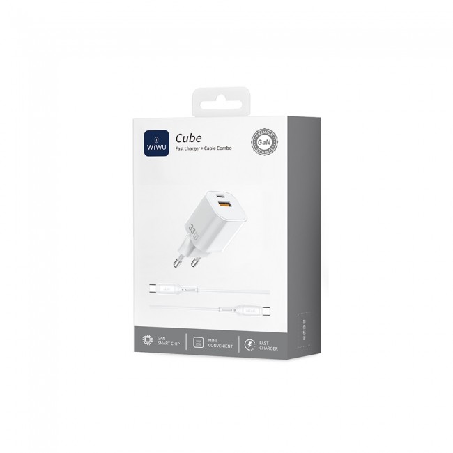 Wiwu Wi-G018 Cube Serisi Type-C to Type-C GaN Tech PD Hızlı Şarj Özellikli Kablolu Şarj Seti 33W Wiwu Wi-G018 Cube Serisi Type-C to Type-C GaN Tech PD Hızlı Şarj Özellikli Kablolu Şarj Seti 33W