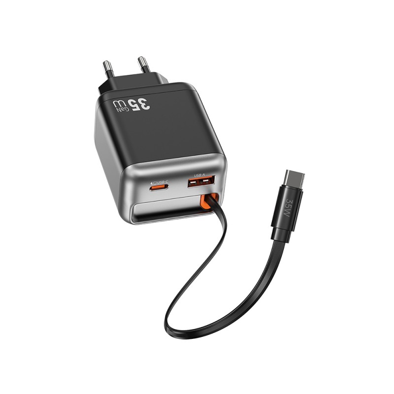 Bal-z Wiwu Wi-G029 Helix Serisi GaN Teknolojili Hızlı Şarj Başlığı USB-A to Type-C PD 35W Type-C Kablolu Şarj Seti