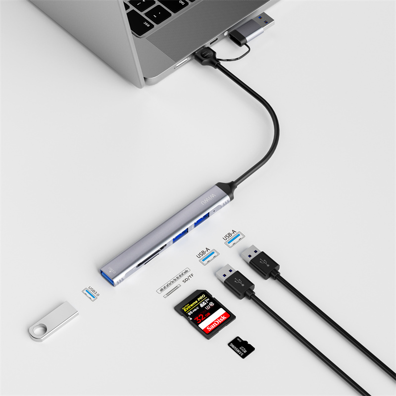 Bal-z Wiwu Wi-HB003 Zolo Serisi USB3.0 + USB2.0 + SD/TF Bağlantılı Type-C USB-A 5in1 Hub