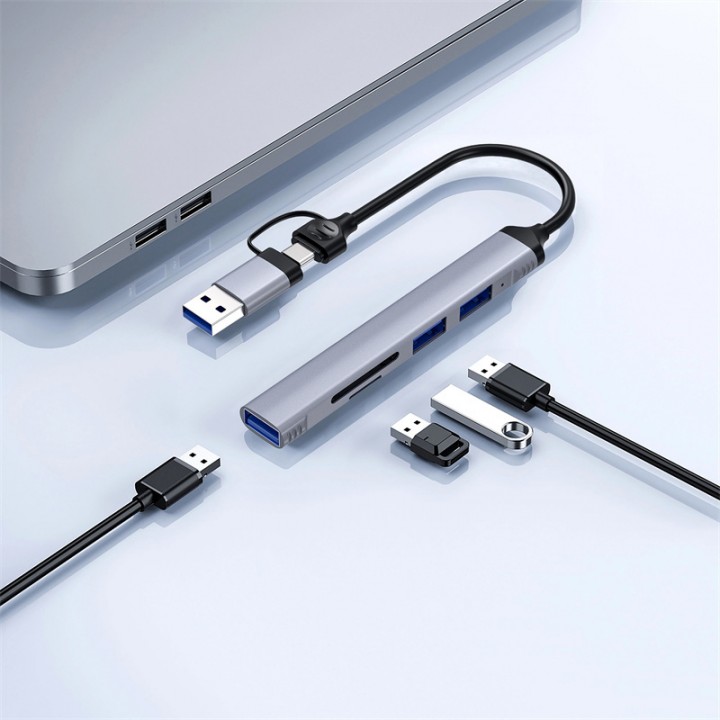 Wiwu Wi-HB003 Zolo Serisi USB3.0 + USB2.0 + SD/TF Bağlantılı Type-C USB-A 5in1 Hub