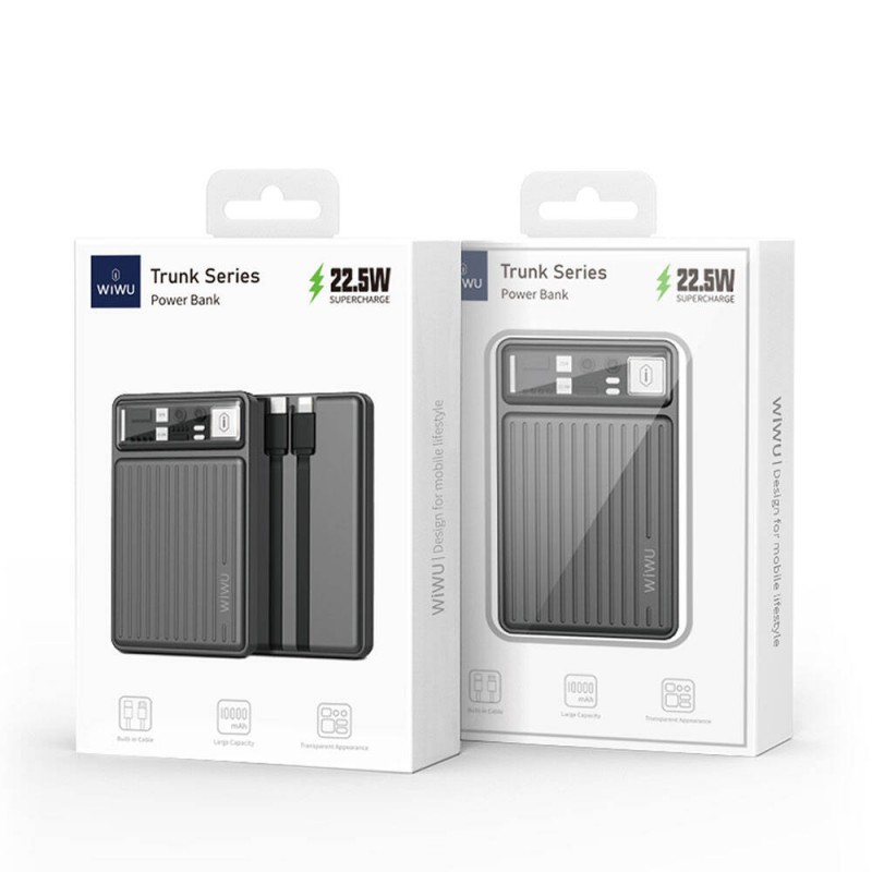 Bal-z Wiwu Wi-P004 Trunk Serisi Type-C Lightning Çıkışlı Taşınabilir Powerbank PD 22.5W 10000mAh