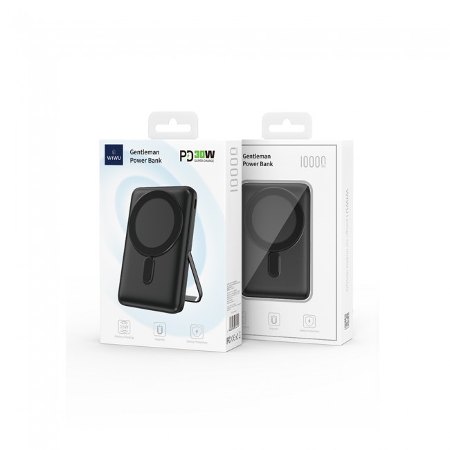 Wiwu Wi-P011 Gentleman Serisi LED Işık Göstergeli Standlı Kablosuz Powerbank 10.000mAh 15W Wiwu Wi-P011 Gentleman Serisi LED Işık Göstergeli Standlı Kablosuz Powerbank 10.000mAh 15W