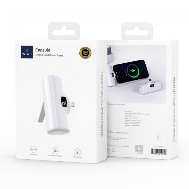 Wiwu Wi-P017 Capsule Serisi 2in1 Mini Taşınabilir Standlı Lightning Powerbank 5000mAh Wiwu Wi-P017 Capsule Serisi 2in1 Mini Taşınabilir Standlı Lightning Powerbank 5000mAh