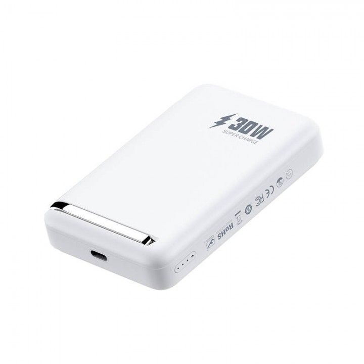 Wiwu Wi-P031 Qi2 Şarj Teknolojili LED Işık Göstergeli Standlı 30W Taşınabilir Magsafe Wireless Powerbank 10.000mAh