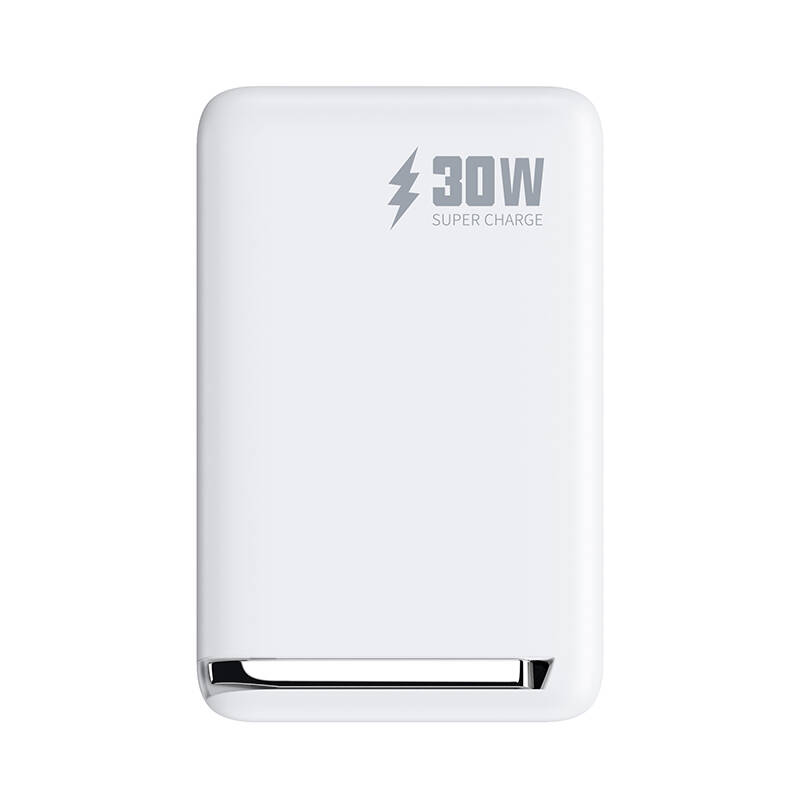 Bal-z Wiwu Wi-P031 Qi2 Şarj Teknolojili LED Işık Göstergeli Standlı 30W Taşınabilir M-safe Wireless Powerbank 10.000mAh