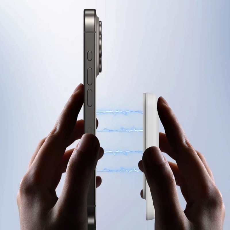 Bal-z Wiwu Wi-P037 Qi Şarj Teknolojili LED Işık Göstergeli M-safe Kablosuz Powerbank 5000mAh 15W