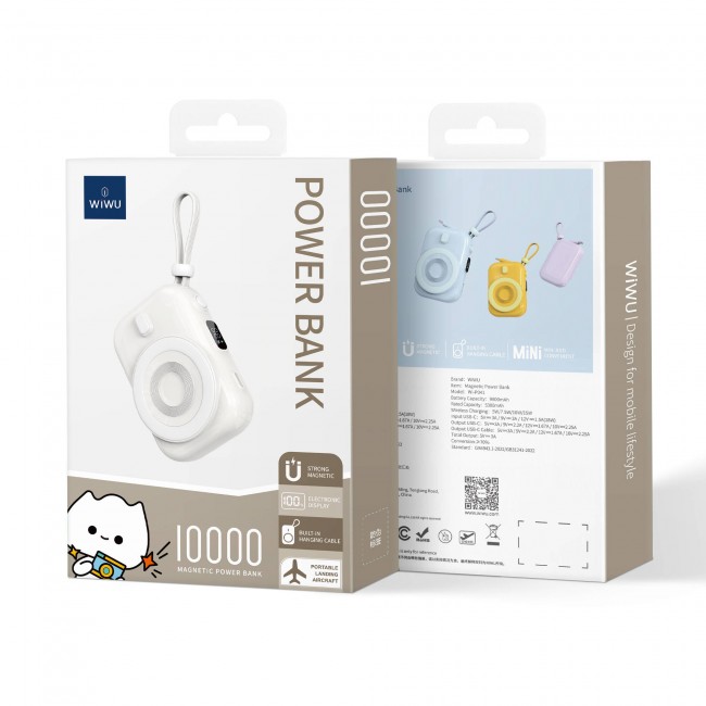 Wiwu Wi-P041 Dijital LED Göstergeli Type-C Kablolu Askılı Wireless Powerbank 10000mAh Wiwu Wi-P041 Dijital LED Göstergeli Type-C Kablolu Askılı Wireless Powerbank 10000mAh