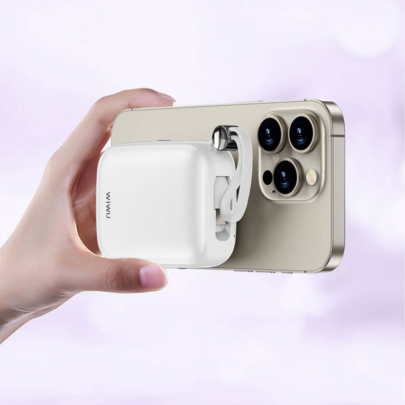 Bal-z Wiwu Wi-P042 Monaco Serisi Lightning ve Type-C Kablolu Dijital LED Göstergeli Askılı Powerbank 10000mAh