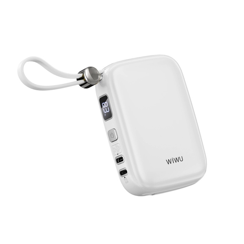 Bal-z Wiwu Wi-P042 Monaco Serisi Lightning ve Type-C Kablolu Dijital LED Göstergeli Askılı Powerbank 10000mAh