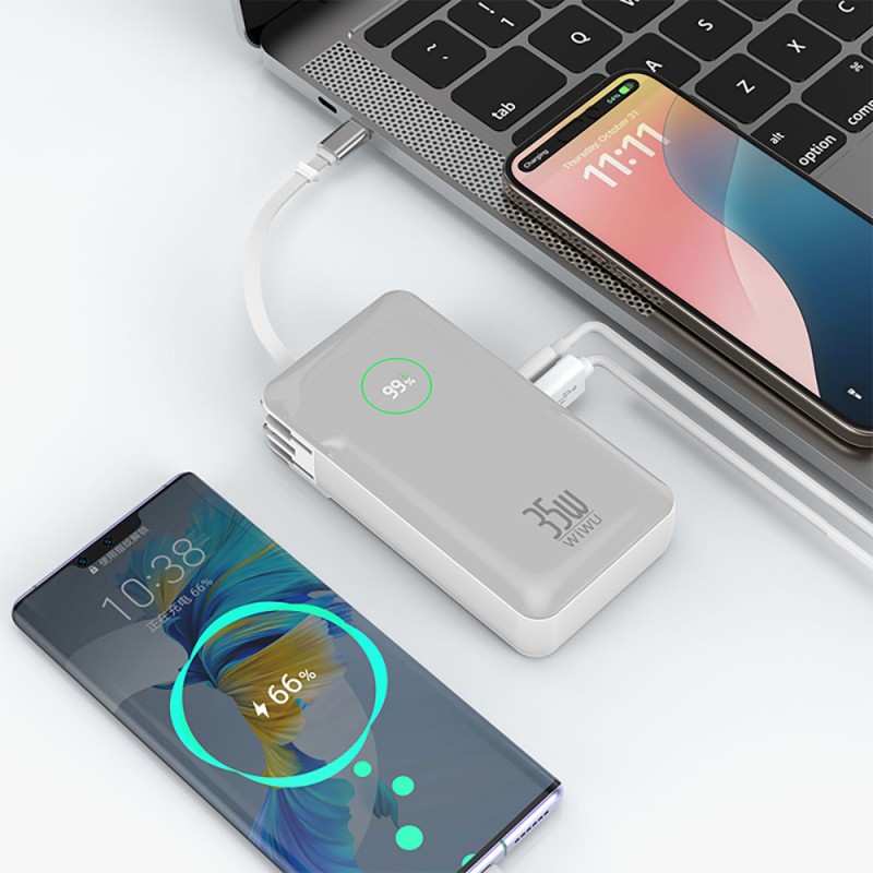 Bal-z Wiwu Wi-P049 Noble Serisi Type-C Kablolu Dijital LED Göstergeli Powerbank PD 35W 10000mAh