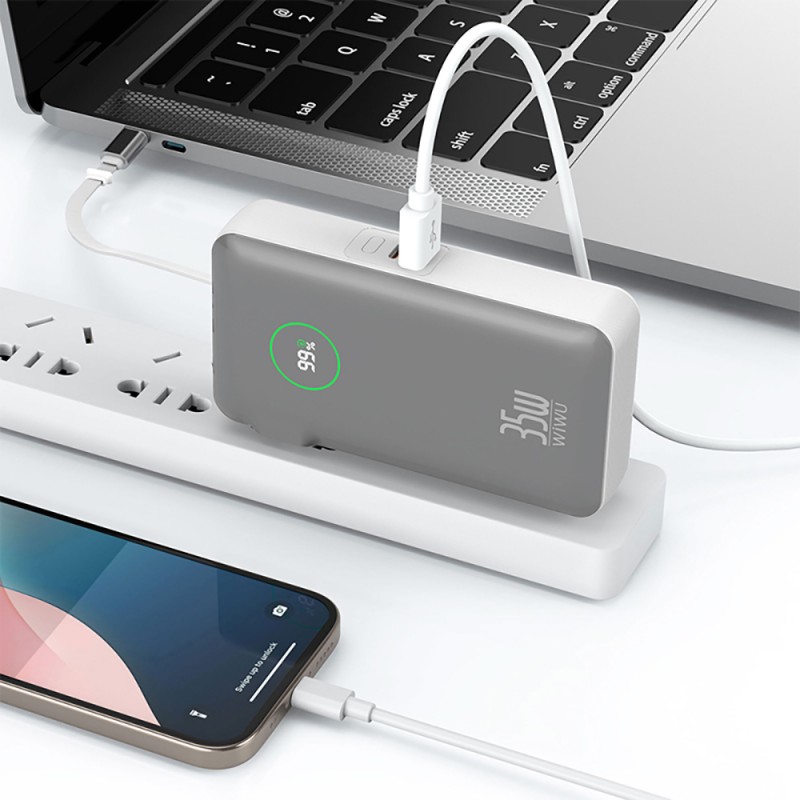 Bal-z Wiwu Wi-P049 Noble Serisi Type-C Kablolu Dijital LED Göstergeli Powerbank PD 35W 10000mAh