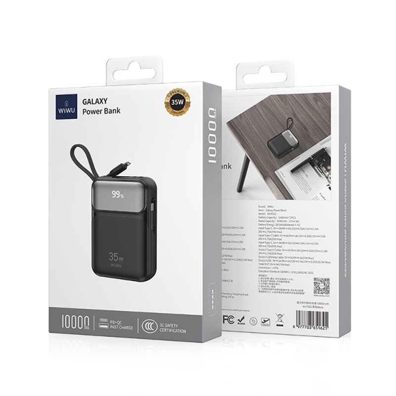 Bal-z Wiwu Wi-P052 Galaxy Serisi Type-C Lightning Çıkışlı Taşınabilir Powerbank PD 35W 10000mAh