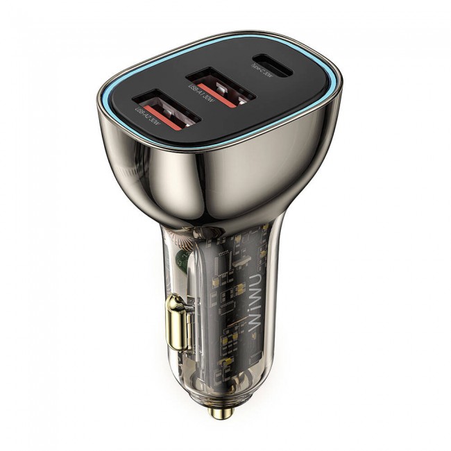Wiwu Wi-QC013 Geek Serisi Type-C + Dual USB-A Hızlı Şarj Özellikli Transparan Tasarımlı Araç Şarj Aleti 90W Wiwu Wi-QC013 Geek Serisi Type-C + Dual USB-A Hızlı Şarj Özellikli Transparan Tasarımlı Araç Şarj Aleti 90W