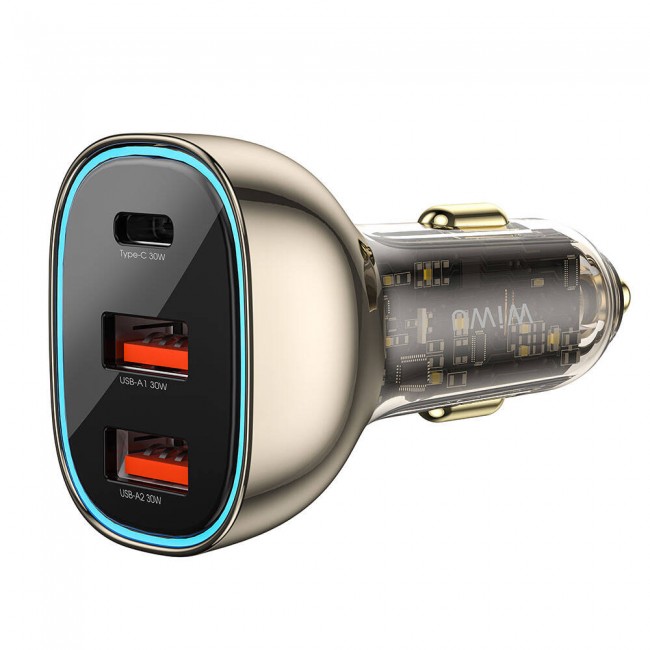 Wiwu Wi-QC013 Geek Serisi Type-C + Dual USB-A Hızlı Şarj Özellikli Transparan Tasarımlı Araç Şarj Aleti 90W Wiwu Wi-QC013 Geek Serisi Type-C + Dual USB-A Hızlı Şarj Özellikli Transparan Tasarımlı Araç Şarj Aleti 90W