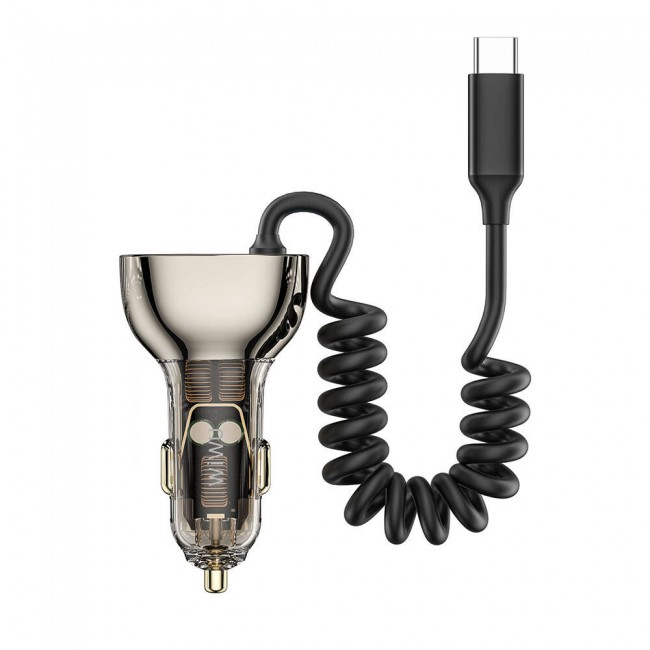 Wiwu Wi-QC016 Geek Serisi Type-C + Type-C Kablolu + USB-A Hızlı Şarj Özellikli Transparan Tasarımlı Araç Şarj Aleti 90W Wiwu Wi-QC016 Geek Serisi Type-C + Type-C Kablolu + USB-A Hızlı Şarj Özellikli Transparan Tasarımlı Araç Şarj Aleti 90W