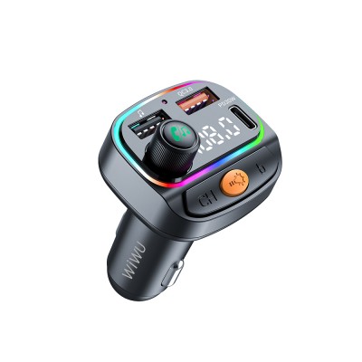 Bal-z Wiwu Wi-QC031 RGB Bluetooth Transmitter MP3 Type-C ve USB-A Araç Şarjı
