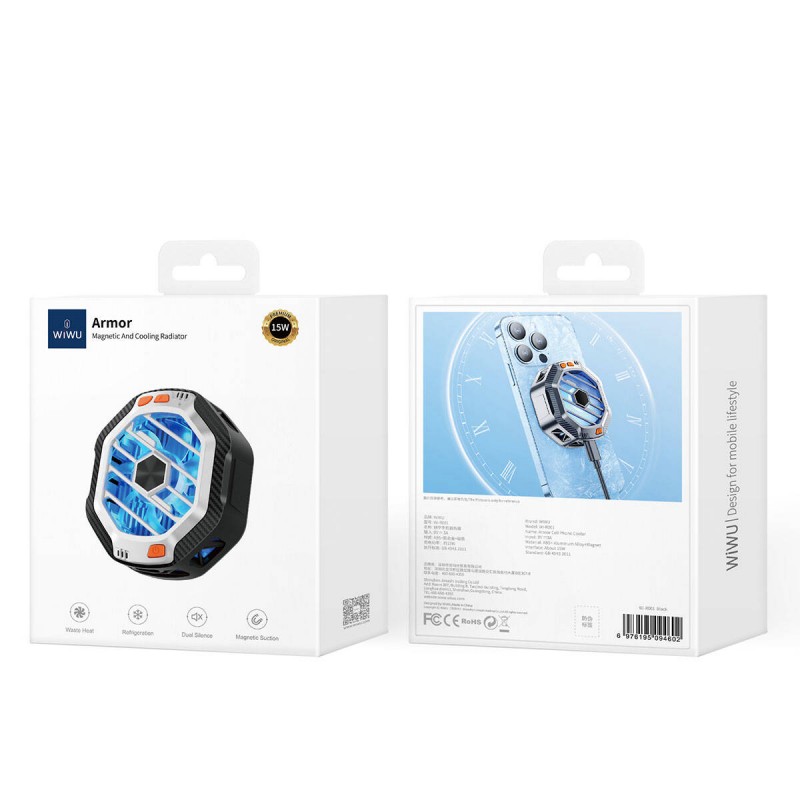 Bal-z Wiwu Wi-R001 15W M-safe Şarj Özellikli RGB Işıklı Telefon Soğutucu Fan