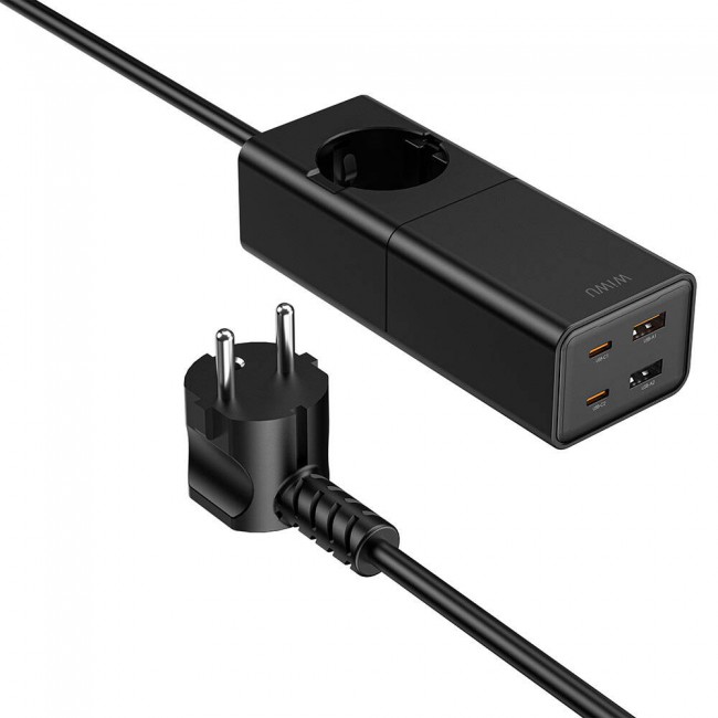 Wiwu Wi-S004 GaN Tech Çift Type-C ve Çift USB-A Girişli Priz 100W 150cm Wiwu Wi-S004 GaN Tech Çift Type-C ve Çift USB-A Girişli Priz 100W 150cm
