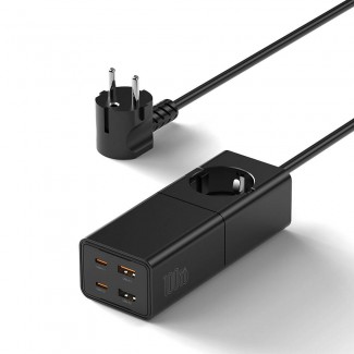 Wiwu Wi-S004 GaN Tech Çift Type-C ve Çift USB-A Girişli Priz 100W 150cm Wiwu Wi-S004 GaN Tech Çift Type-C ve Çift USB-A Girişli Priz 100W 150cm