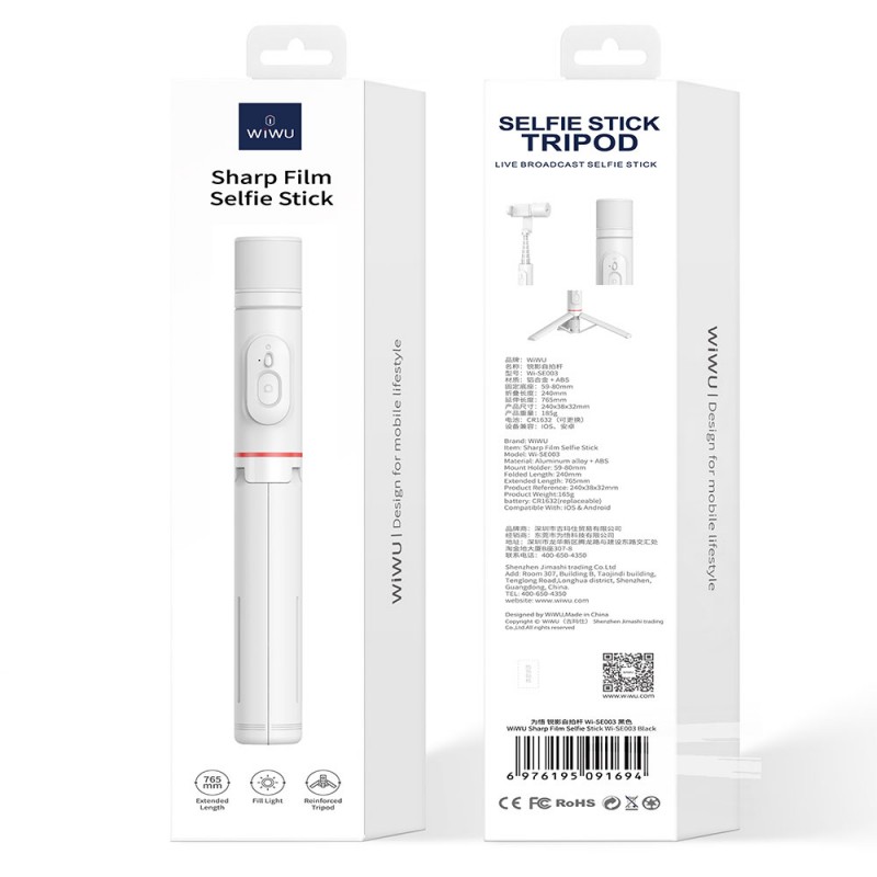 Bal-z Wiwu Wi-SE003 Sharp Film Serisi Çok Fonksiyonlu Işıklı Sabitleyici Canlı Yayın Tripod Selfie Çubuğu