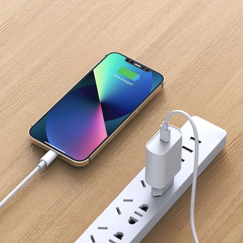 Bal-z Wiwu Wi-U001 Quick 20W Tek Bağlantılı Şarj Başlığı Type-C to Lightning PD 20W Kablolu Şarj Seti