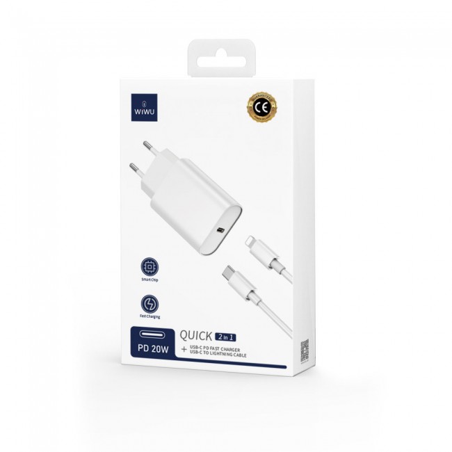 Wiwu Wi-U001 Quick 20W Tek Bağlantılı Şarj Başlığı Type-C to Lightning PD 20W Kablolu Şarj Seti Wiwu Wi-U001 Quick 20W Tek Bağlantılı Şarj Başlığı Type-C to Lightning PD 20W Kablolu Şarj Seti