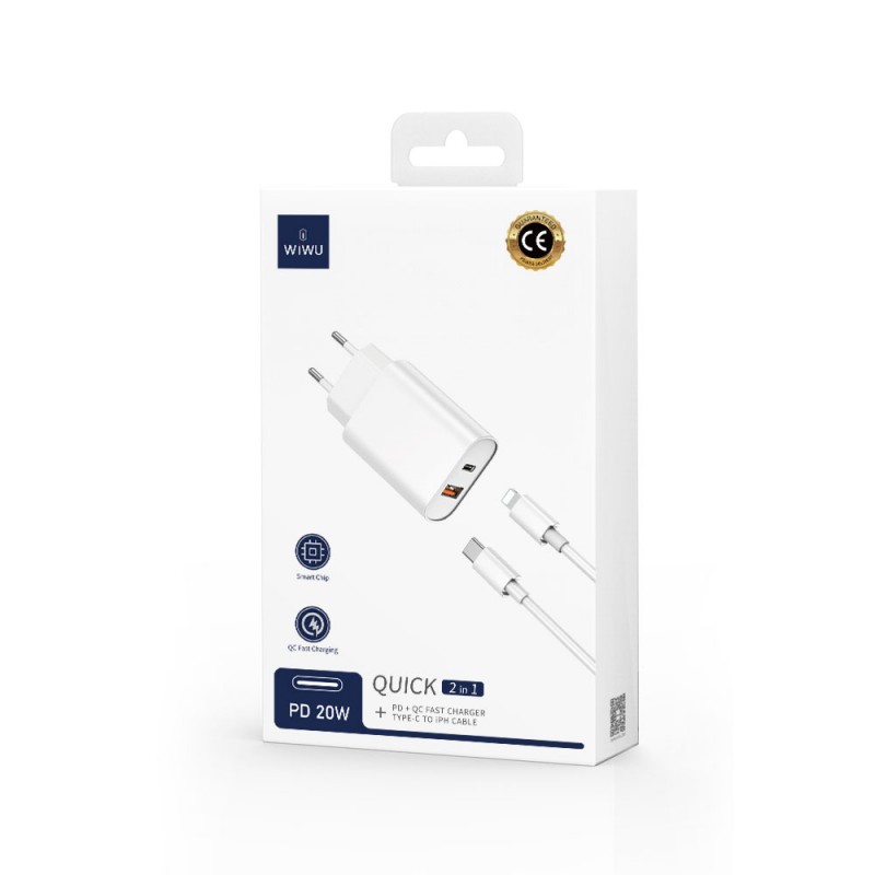 Bal-z Wiwu Wi-U002 Quick Hızlı Şarj Başlığı Type-C to Lightning PD 20W Kablolu Şarj Seti