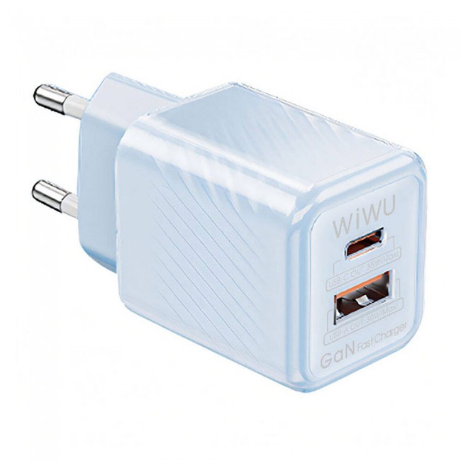 Wiwu Wi-U015 Jello Blue Serisi GaN Tech PD Hızlı Şarj Özellikli Seyahat Şarj Başlığı 35W Wiwu Wi-U015 Jello Blue Serisi GaN Tech PD Hızlı Şarj Özellikli Seyahat Şarj Başlığı 35W